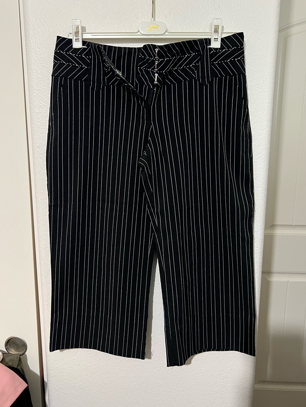 Black Pinstripe XOXO Culotte Pants